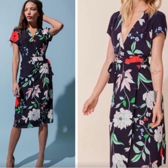 Yumi Kim Women’s Paradise Pretty Wrap Silk Midi Floral Dress medium - Picture 2 of 16